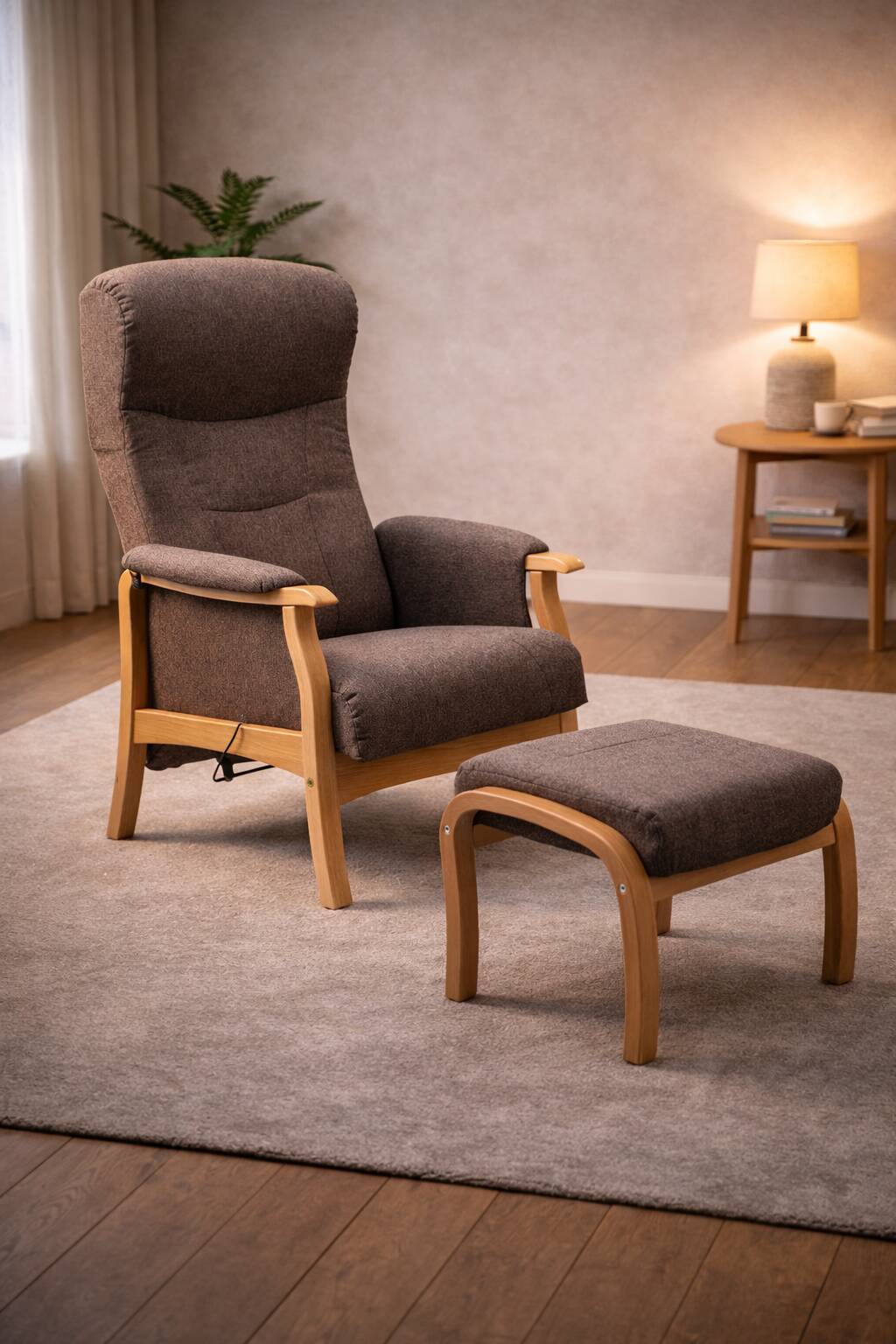 Hjort Knudsen — Armchair with Matching Footstool — Adjustable Backrest — Mo