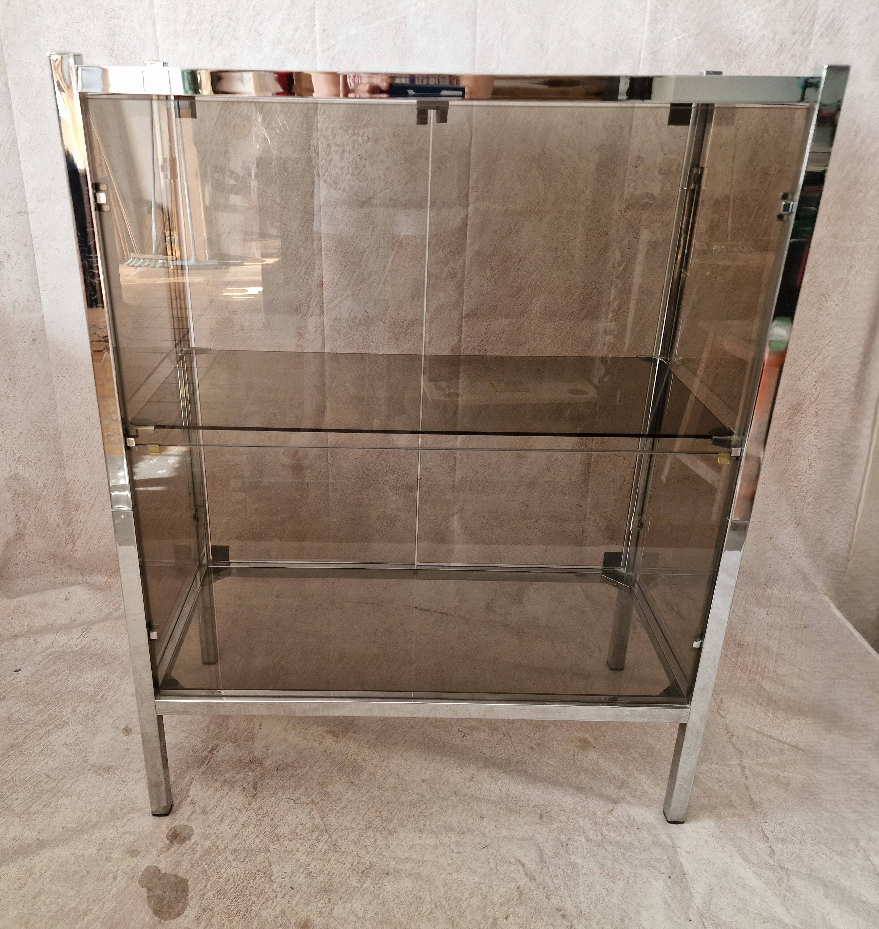 Smoked glass and stainless steel shelf