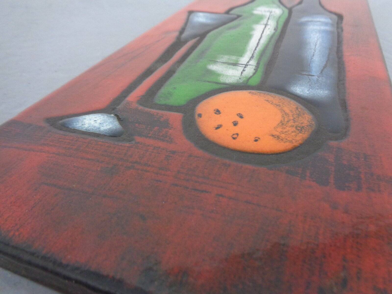 Mid-Century Glazed Studio Ceramic Wall Plaque, 1960s