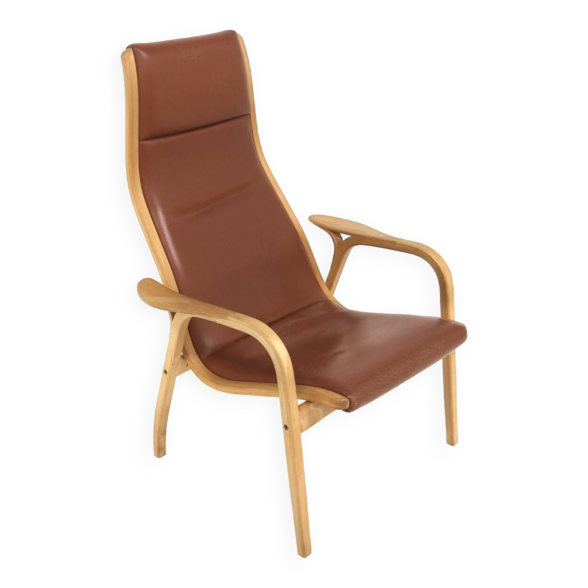 Scandinavian leather armchair, Lamino, Yngve Ekström, Sweden, 1970