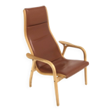 Scandinavian leather armchair, Lamino, Yngve Ekström, Sweden, 1970