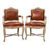 Pair of lacquered wooden armchairs Regency style Epoch XIXth