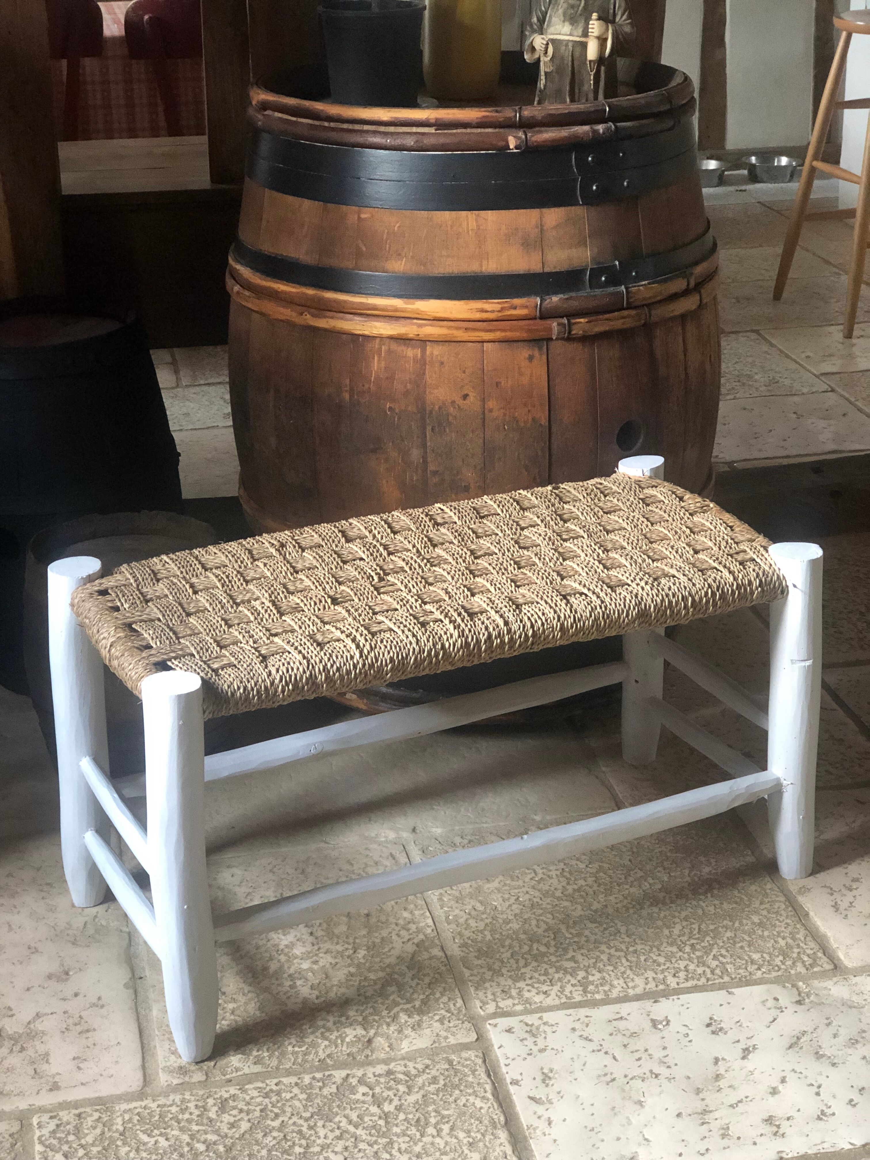 Wooden bench and rope