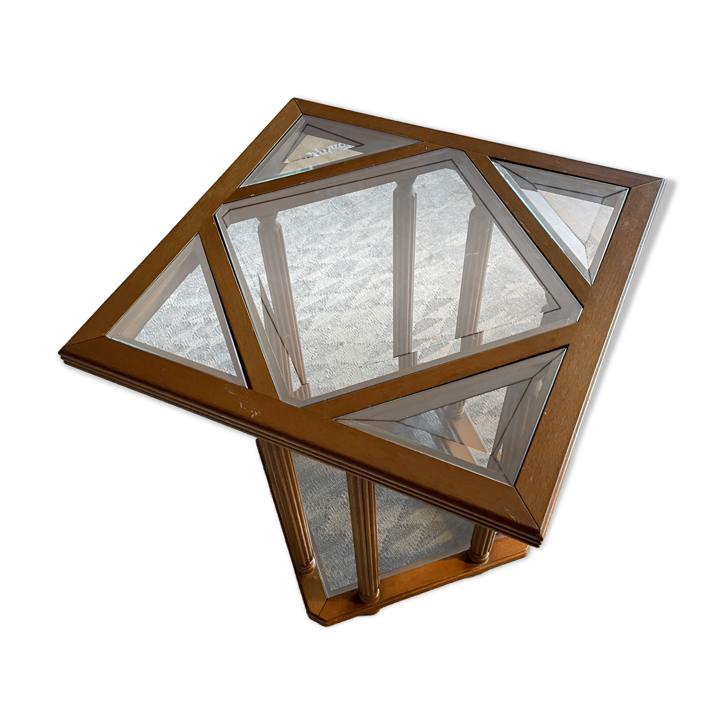 Petite table en verre et bois