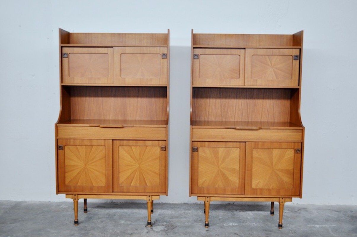 Mid-Century Italian Rosewood Cabinets, 1960s, Set of 2