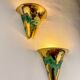 Pair of Italo Valenti brutalist wall sconces in bronze, Spain, 1970s