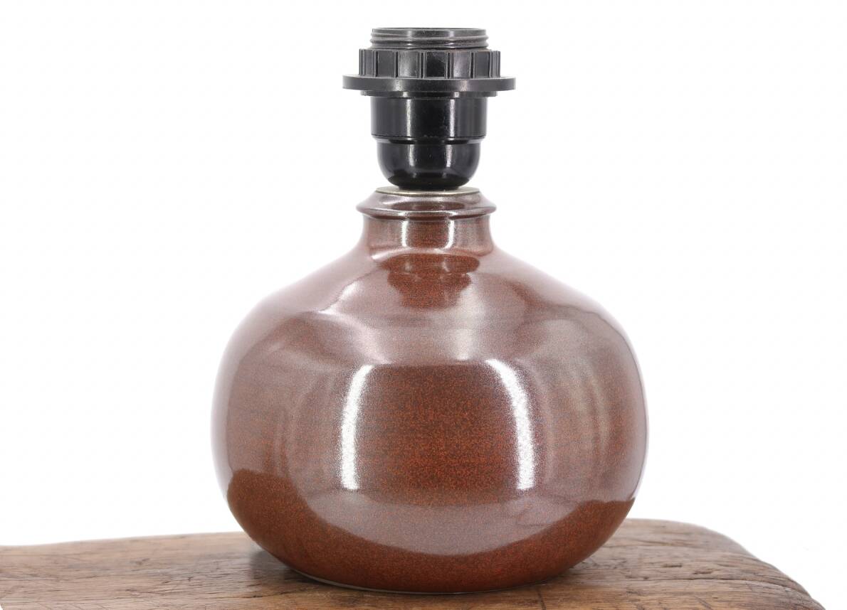Pair of burgundy brown ceramic lamps, 1970s