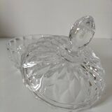 Large vintage pressed glass candy box – diamond pattern