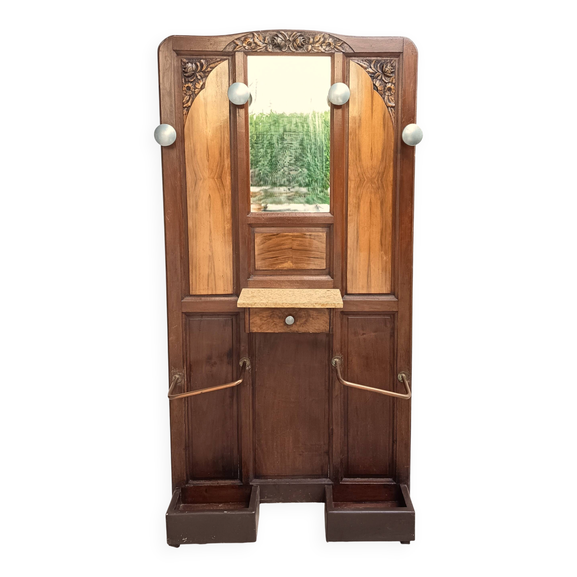 Art Deco Coat Rack in Walnut Burl