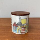 German ceramic box or mid-century biscuit jar with a teak lid by SMF Schramberg Keramik, 1960s