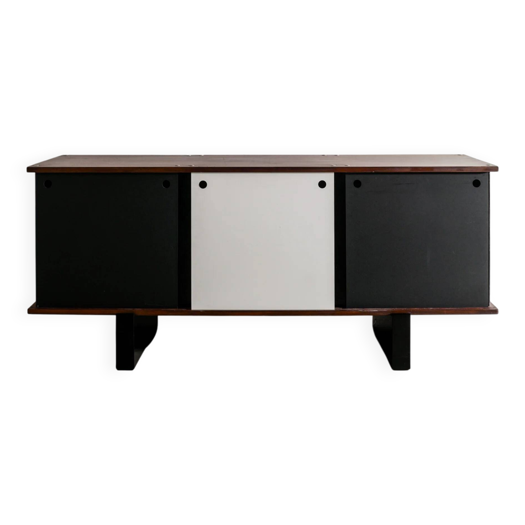 French Mid Century Wooden "Bloc" Sideboard by Charlotte Perriand, 1950s