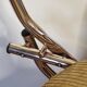 Pair of vintage folding chairs in gilded metal and 70s fabrics, restored