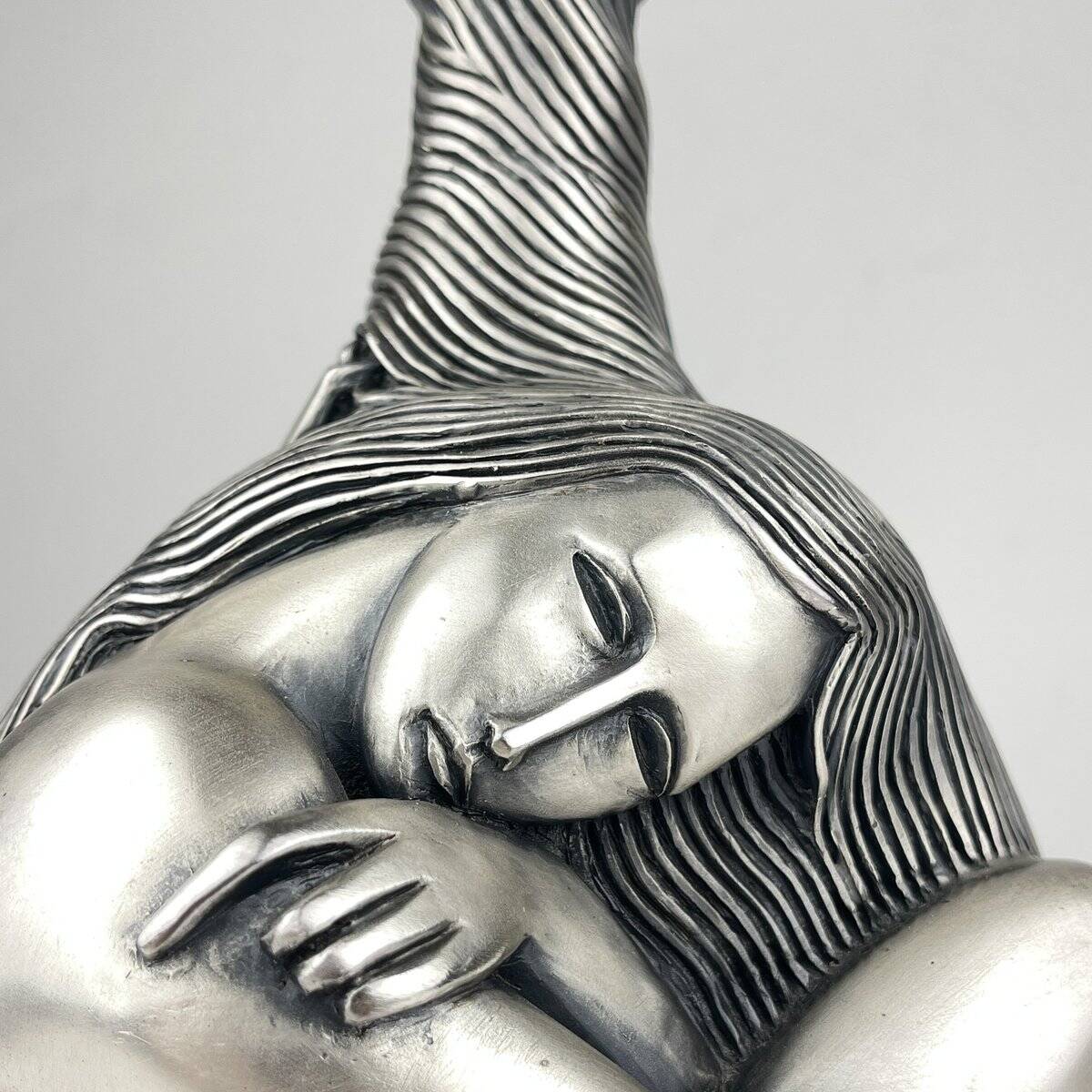 Vintage silver table lamp man and woman by Ottaviani, Italy, 1970s.