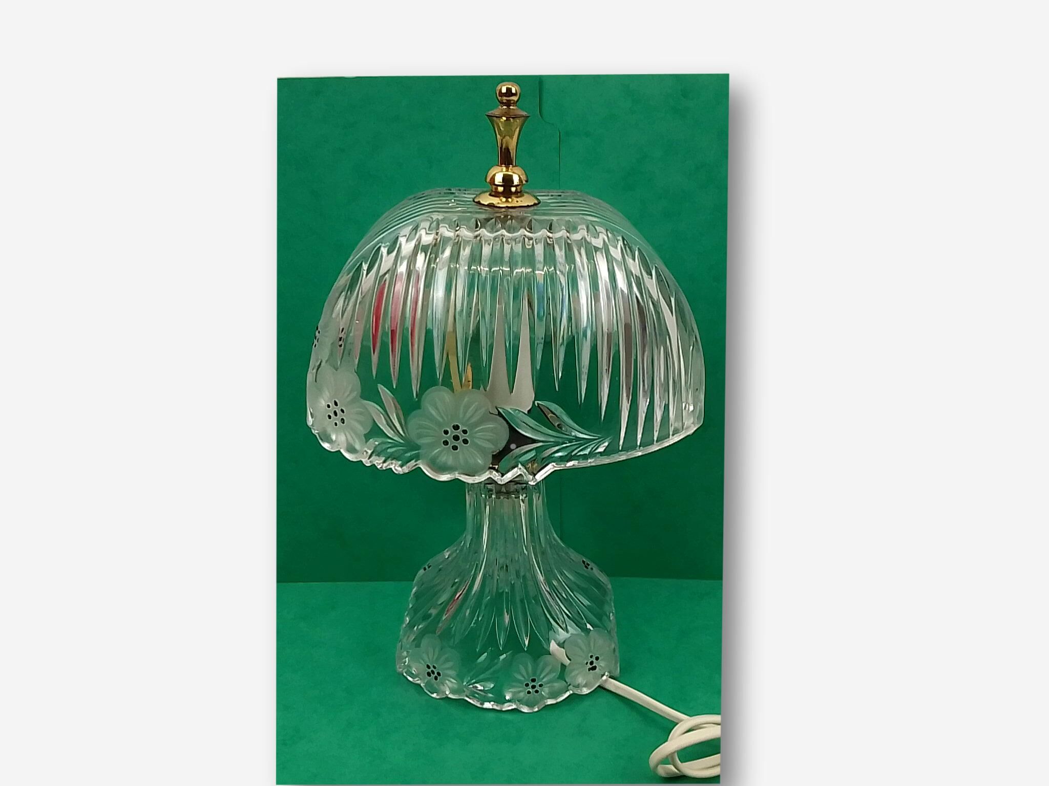 Table lamp in transparent crystal decoration flowers 28 cm