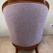 Louis Philippe armchair in wood and lilac fabric