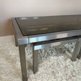 70s design brushed steel coffee table and nesting tables
