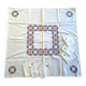 Household linen, embroidered tea tablecloth, 6 napkins, circa 1960