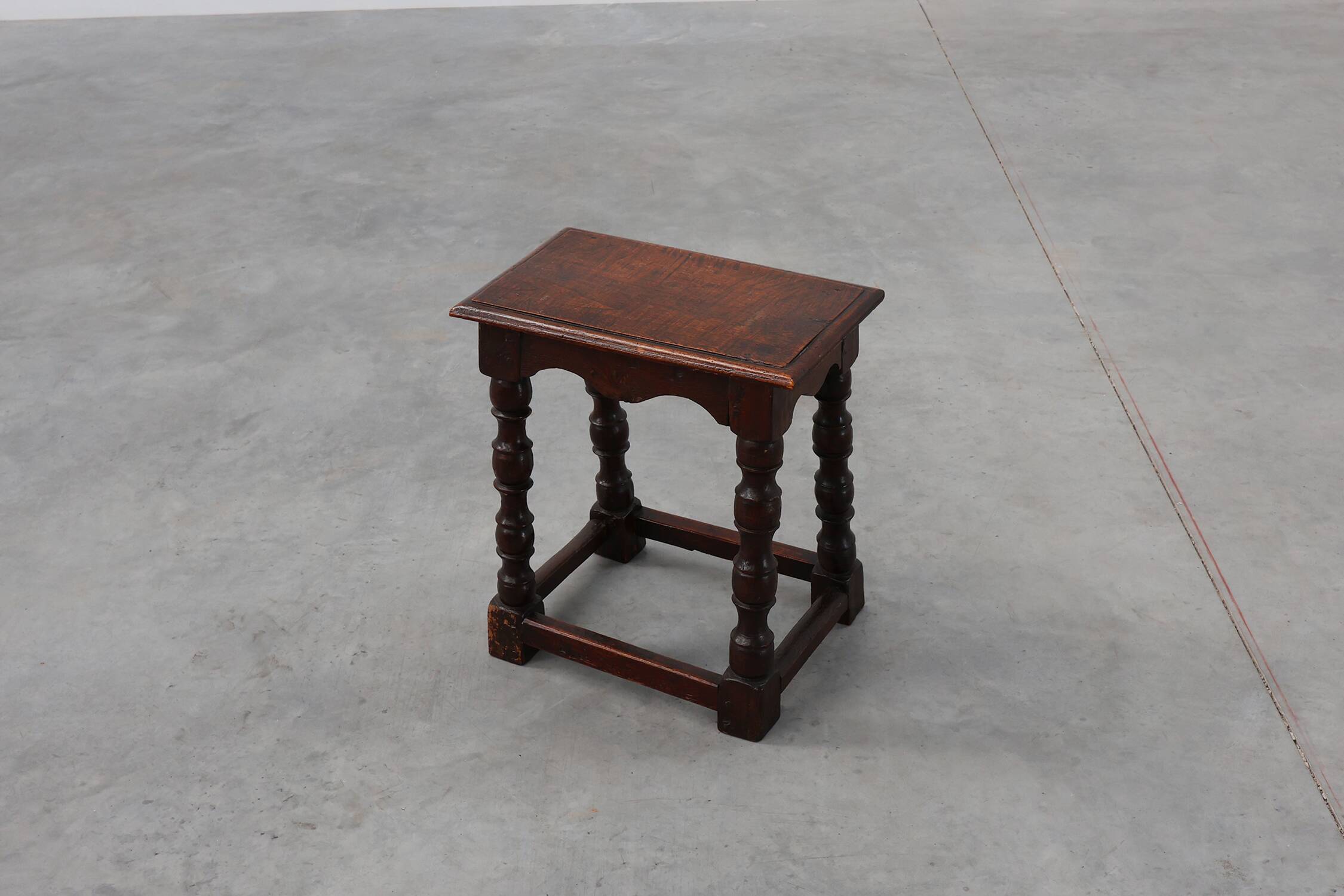 19th Century oak rectangular joint stool or table with turned legs, France