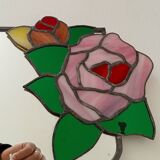 Vintage stained glass and lead mirror