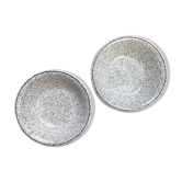 2 Italian earthenware soup plates with black and white speckling