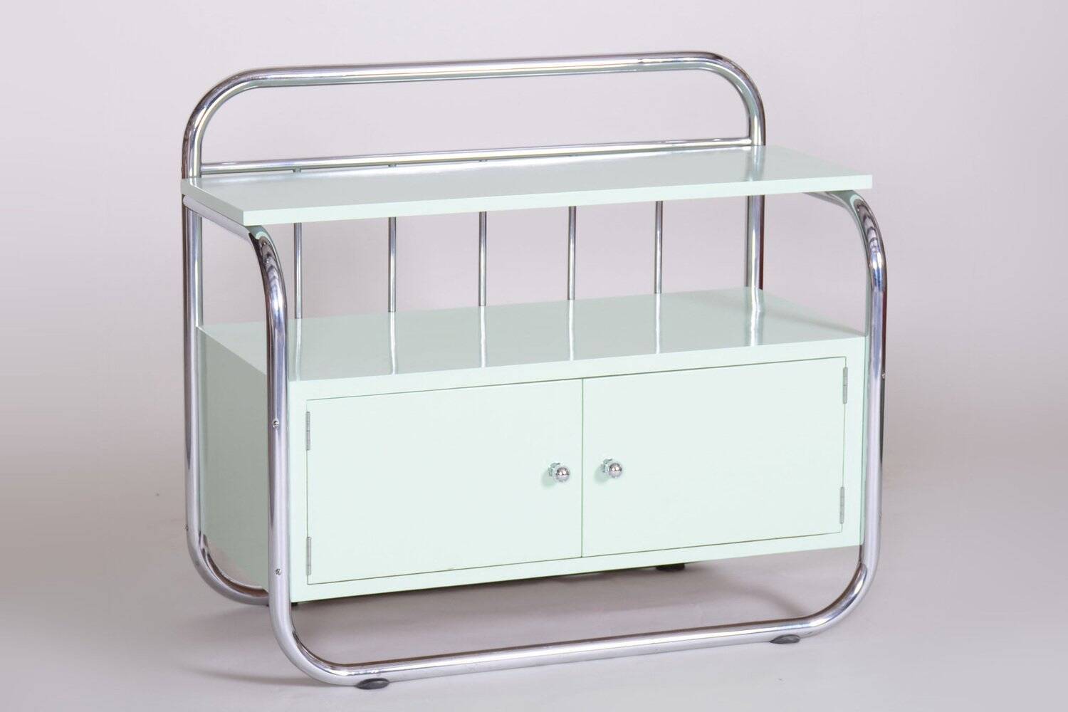 Vintage Bauhaus Cabinet in Chrome-Plated Steel and Lacquered Wood, 1930s