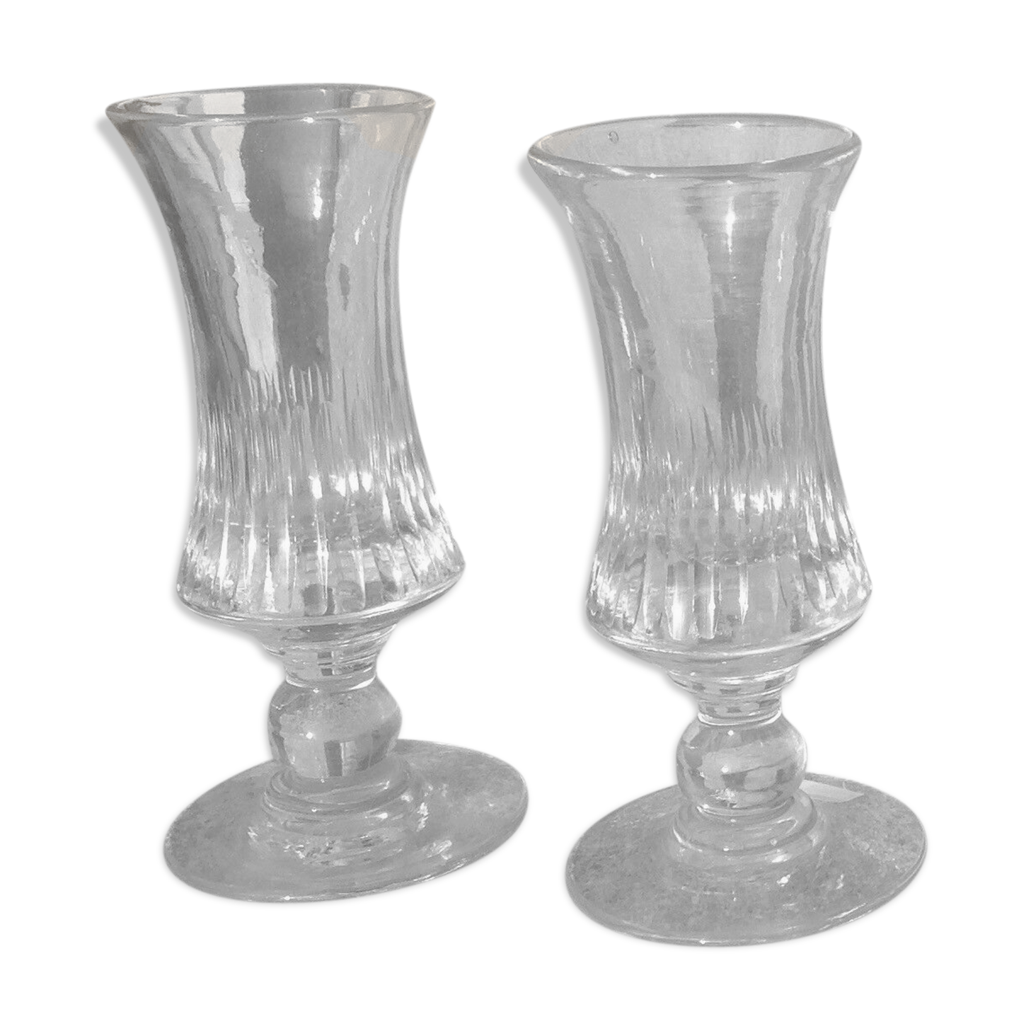 Louis Philippe glasses with white wine 19th glass blown
