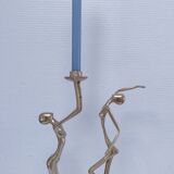 Gilt bronze and sculptural gilt bronze candle holder vintage design