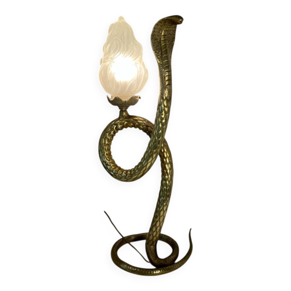 Lampe serpent cobra en bronze