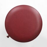 Vintage pouf with storage in dark red faux leather, France ca. 1950