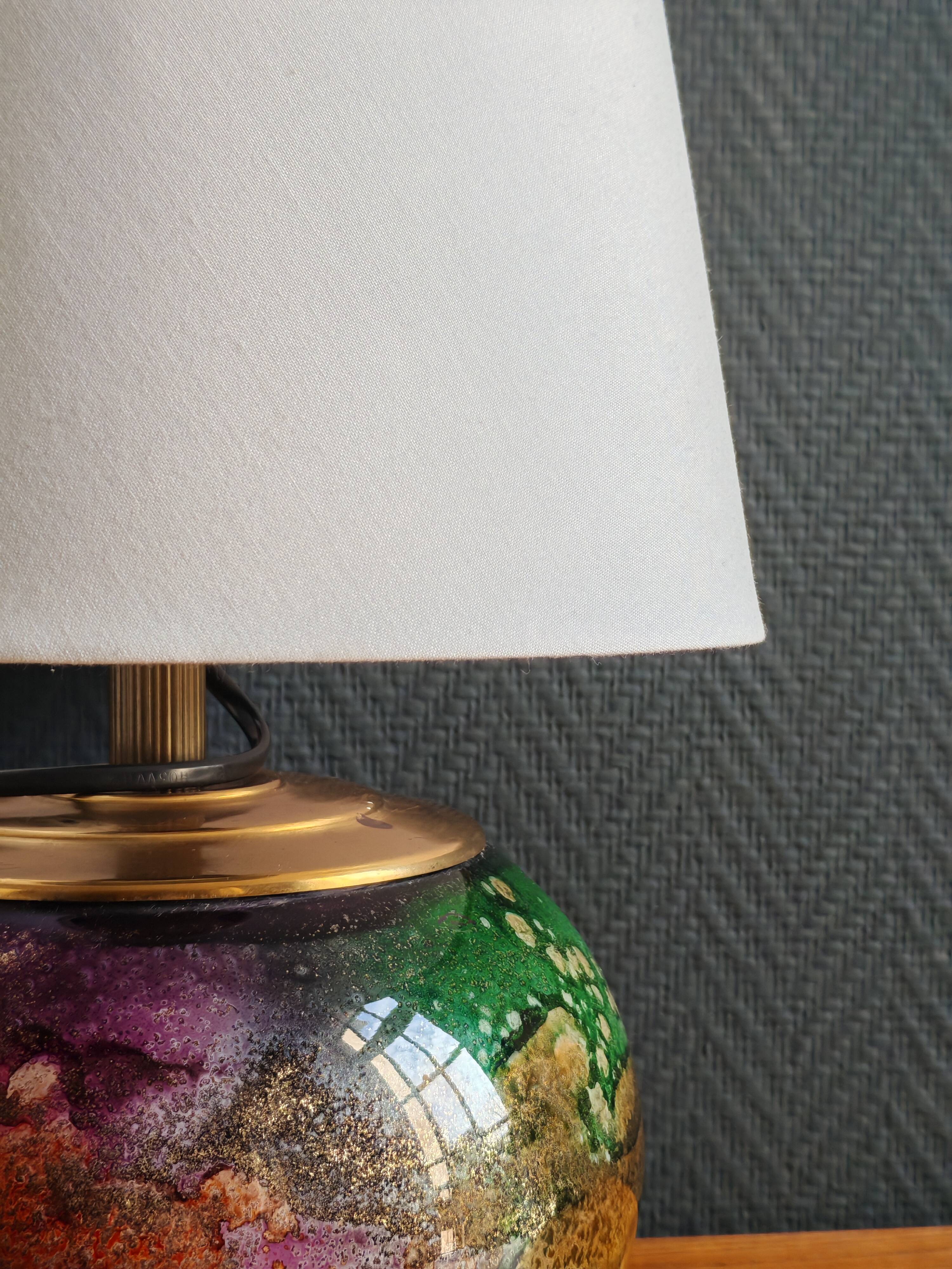 Lamp "Laque Line" Jean-Noël Bouillet (JNB) - Painted Glass Globe Signed