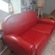 Red 2-seater Club Sofa in coated leather – Maison Pavane