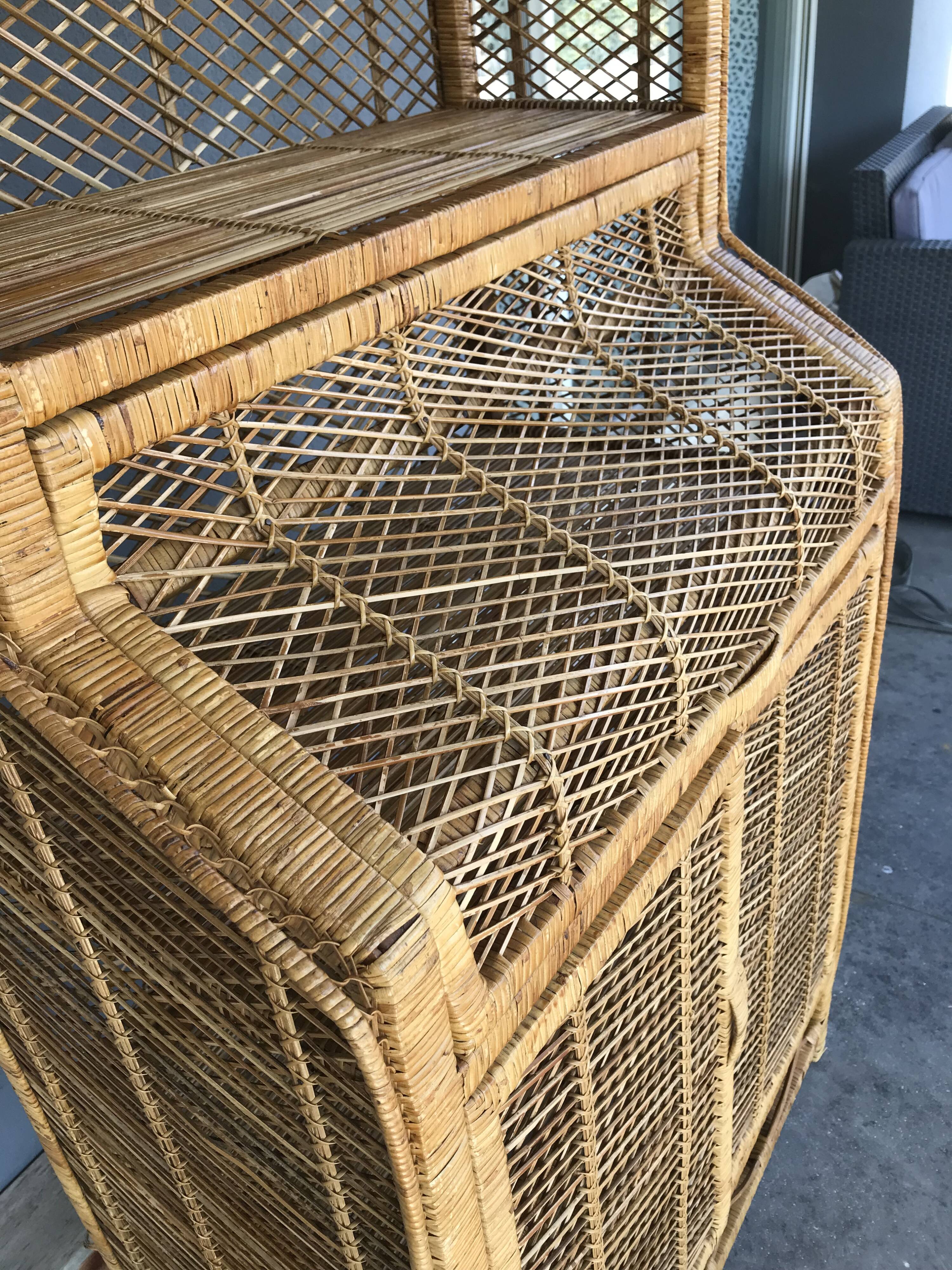 Vintage rattan bookcase