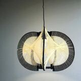 Black painted rustic wooden hanging lamp