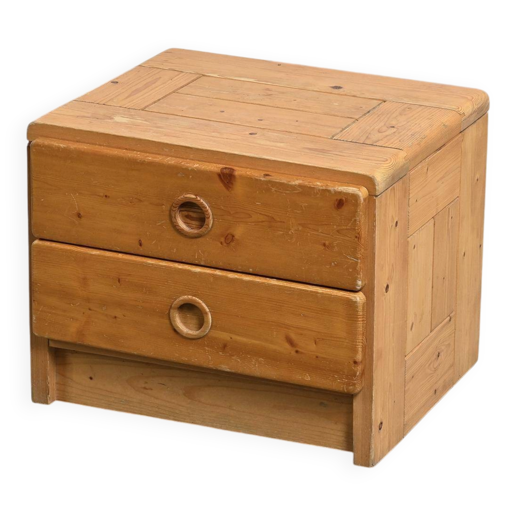 Nightstand made of solid pine, circa 1975.