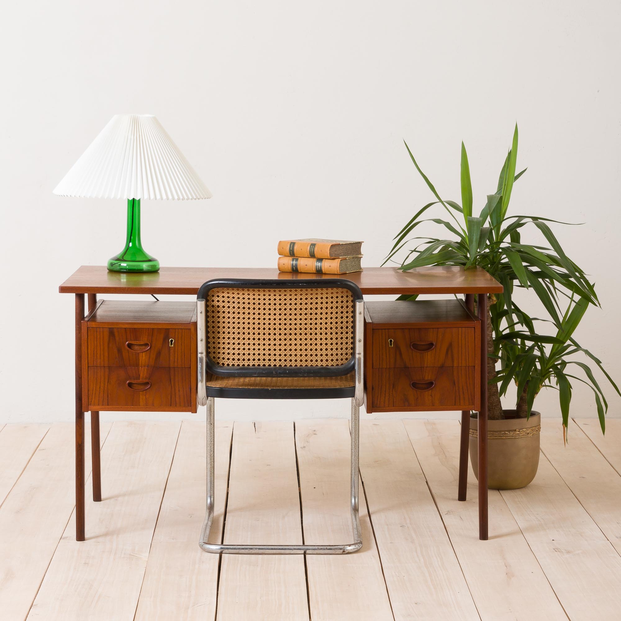 Danish teak mid century double sided desk, 60s