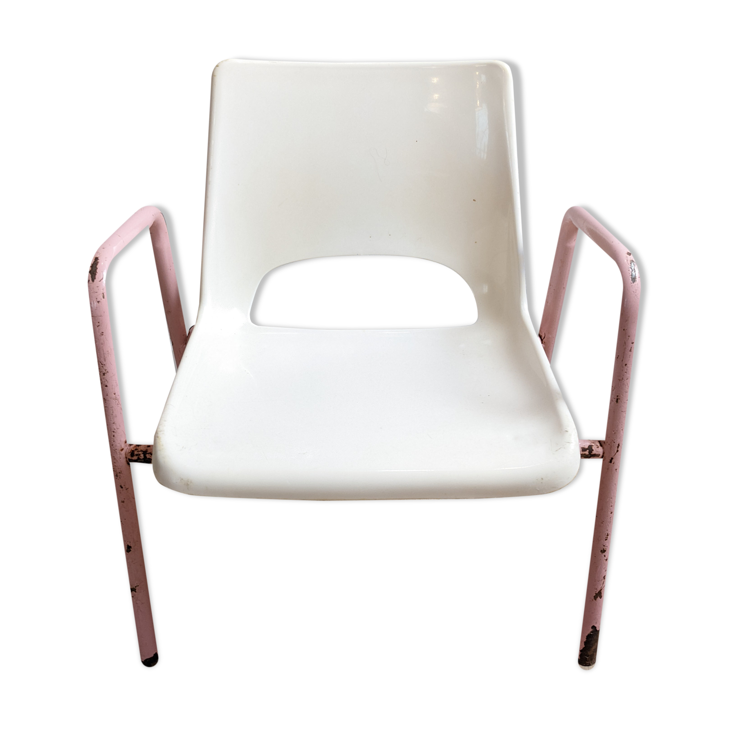 Retro vintage armchair child metal and plastic spirit school mullca