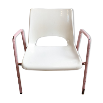 Fauteuil rétro vintage enfant métal et plastique esprit école mullca