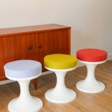 Tulip stool in Plastic and Wool, Rust, Space Age Design, 1970