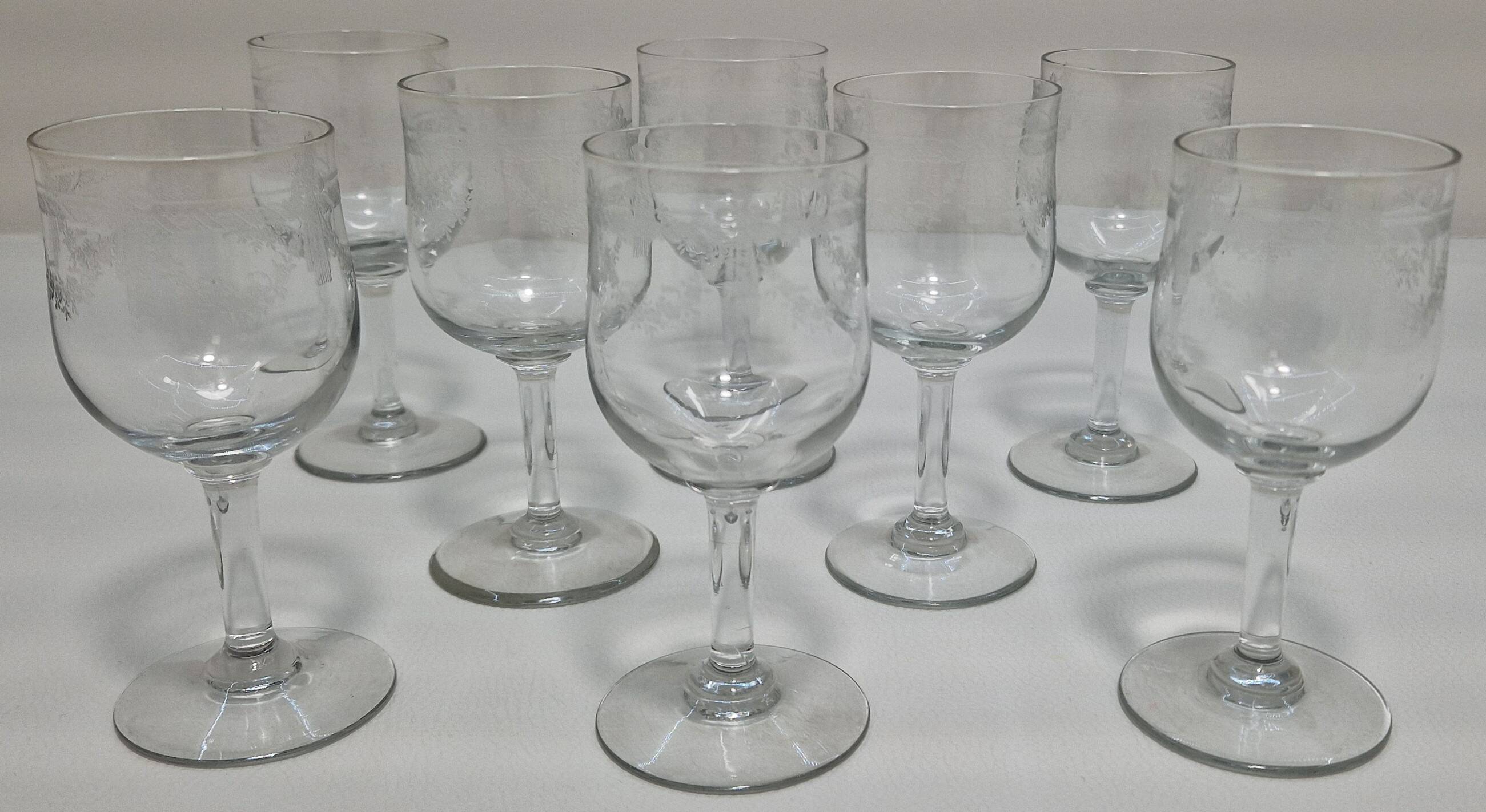 8 engraved crystal glasses