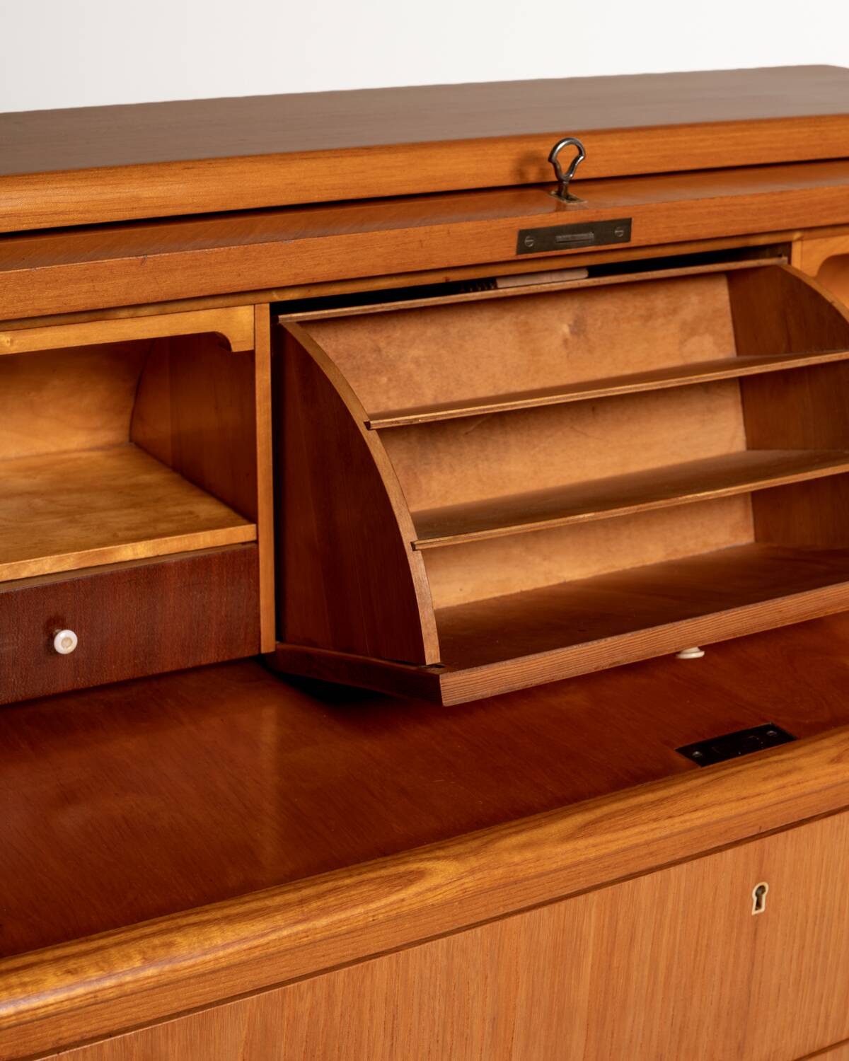 Scandinavian elm and burl wood secretary, 1950s/1960s