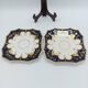 Pair of Square Plates Porcelain from Paris Cobalt and Gold Empire Style