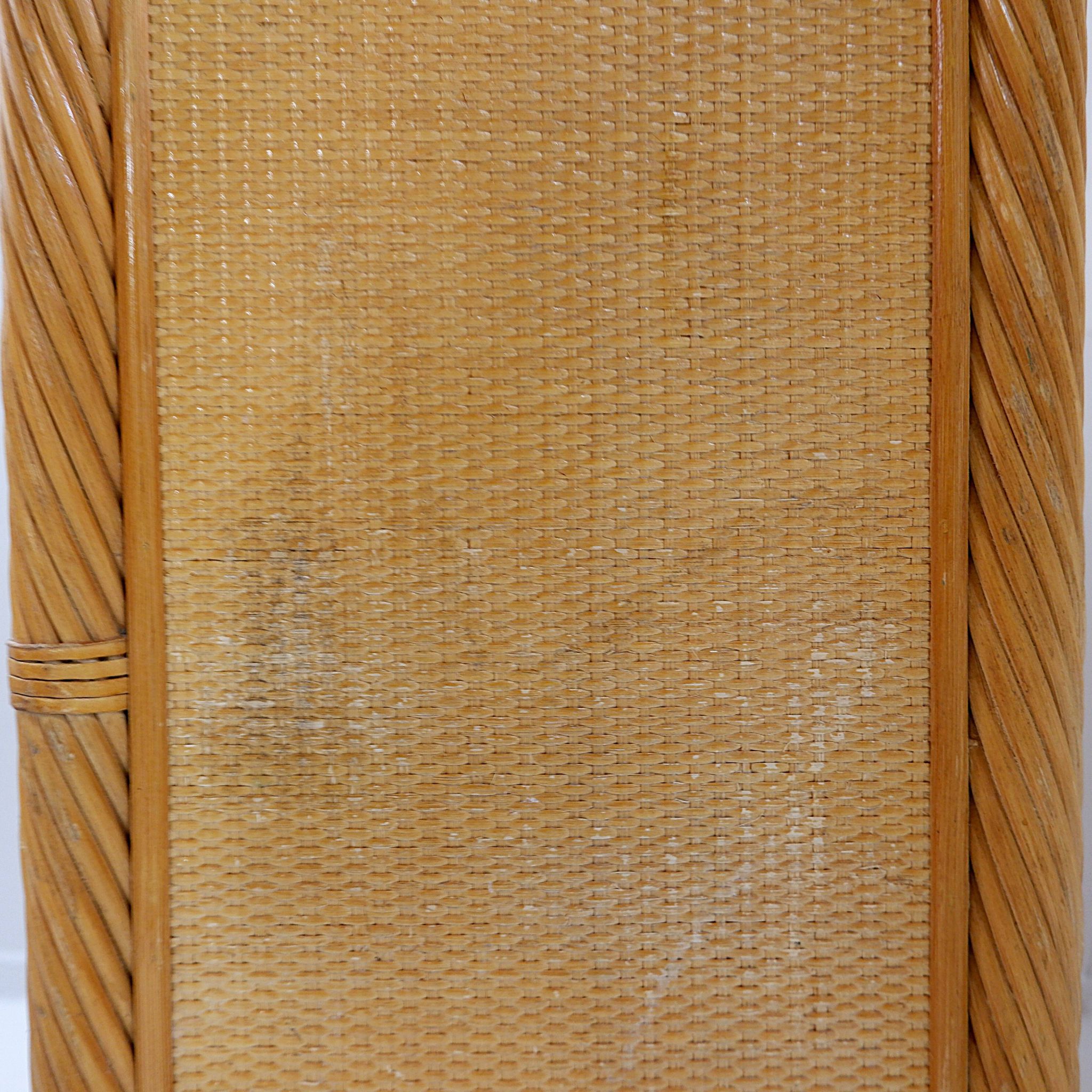 Vintage bamboo bookcase with drawers, 1980s