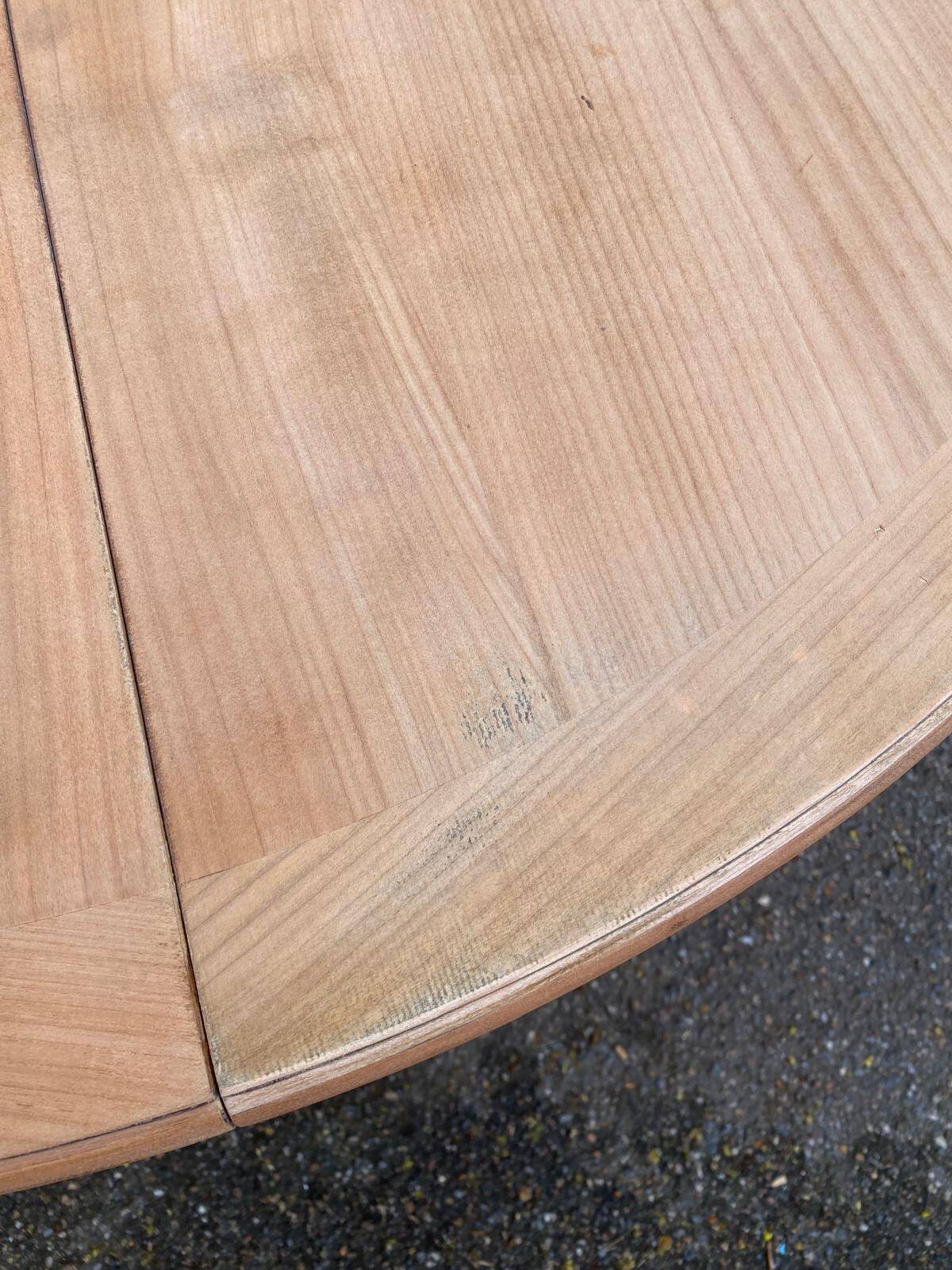 table à manger ronde extensible rénovée Louis Philippe 115-2215cm 20ème