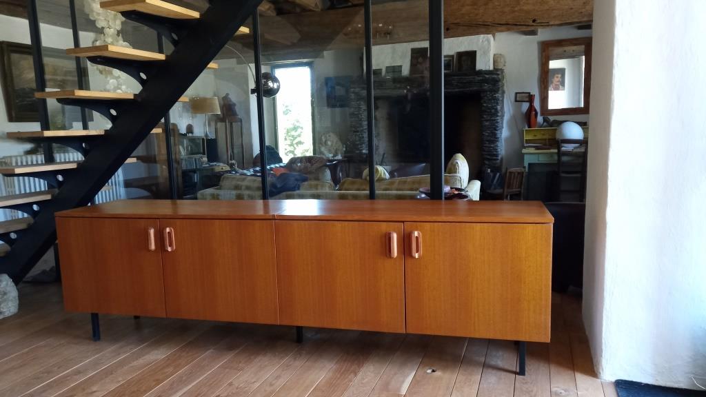 Teak veneer sideboard