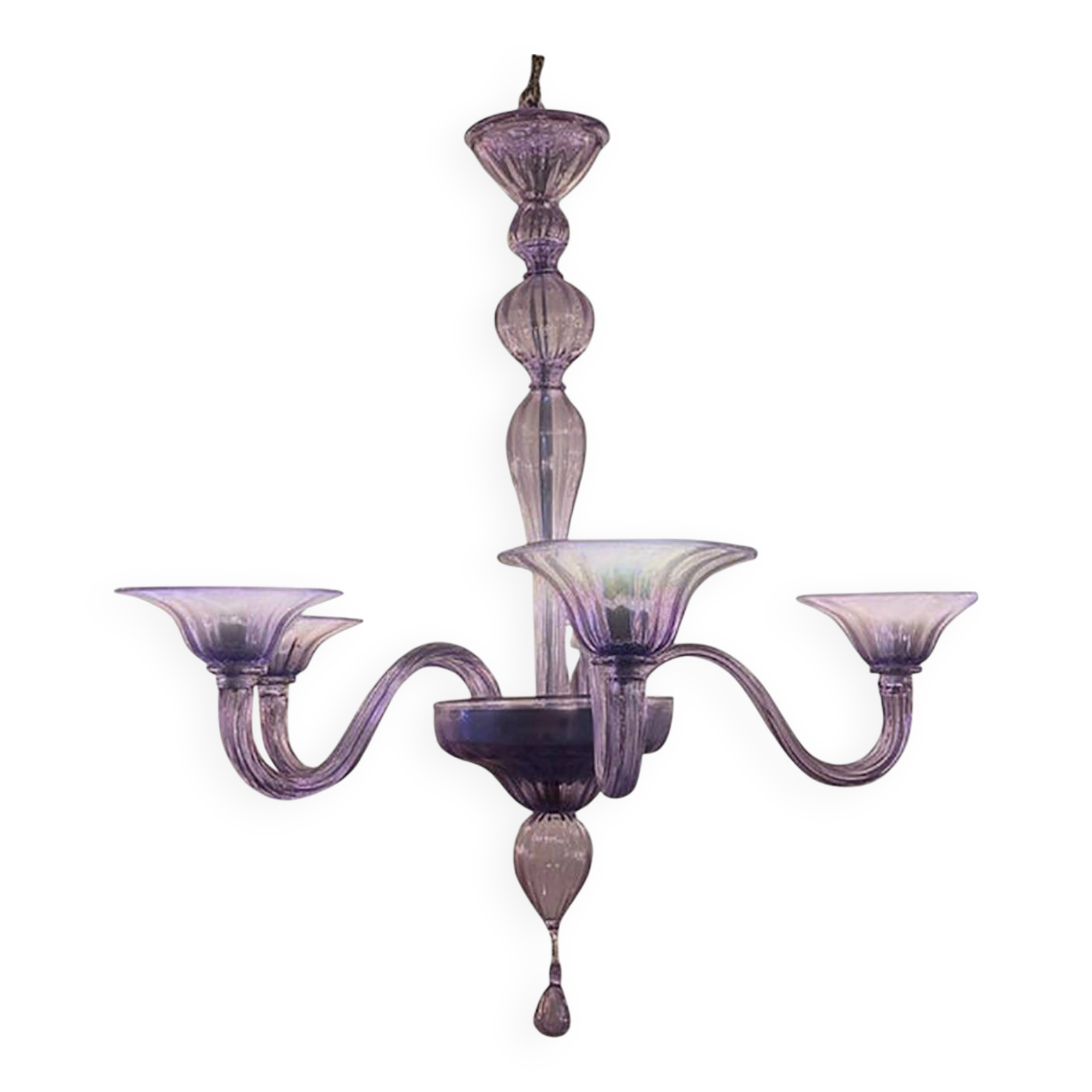 Italian Handmade  Glass Chandelier in Light Violet