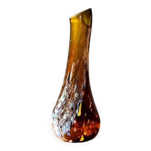 Free-form amber art glass vase by Gyula Budveszel, Hungary, 1990s