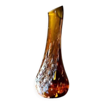 Free-form amber art glass vase by Gyula Budveszel, Hungary, 1990s