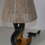 Cracked ceramic and gold lamp foot (signed DA)