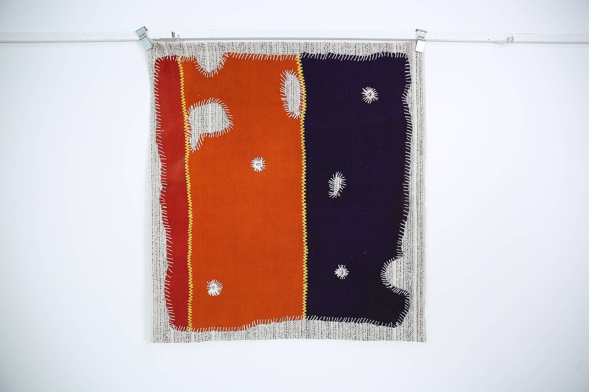Deep Purple Minimalist Wall Hanging, 3x4 Textile Tapestry, 106x115 Cm