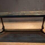 Rectangular steel and basalt coffee table
